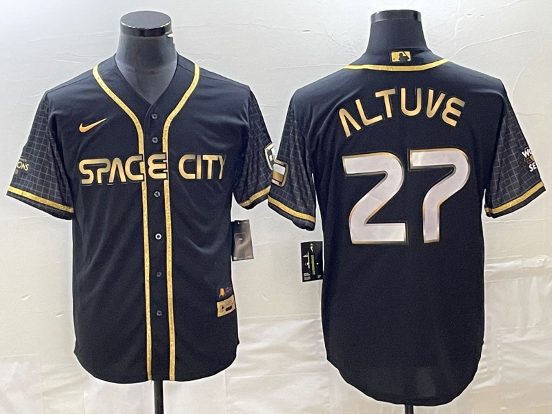 Men's Houston Astros #27 Jose Altuve Black City Connect Cool Base Stitched Baseball Jersey Men's Houston Astros #27 Jose Altuve Black City Connect Cool Base Stitched Baseball Jersey